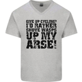 Give up Cycling? Cyclist Bicycle Funny Mens V-Neck Cotton T-Shirt Sports Grey