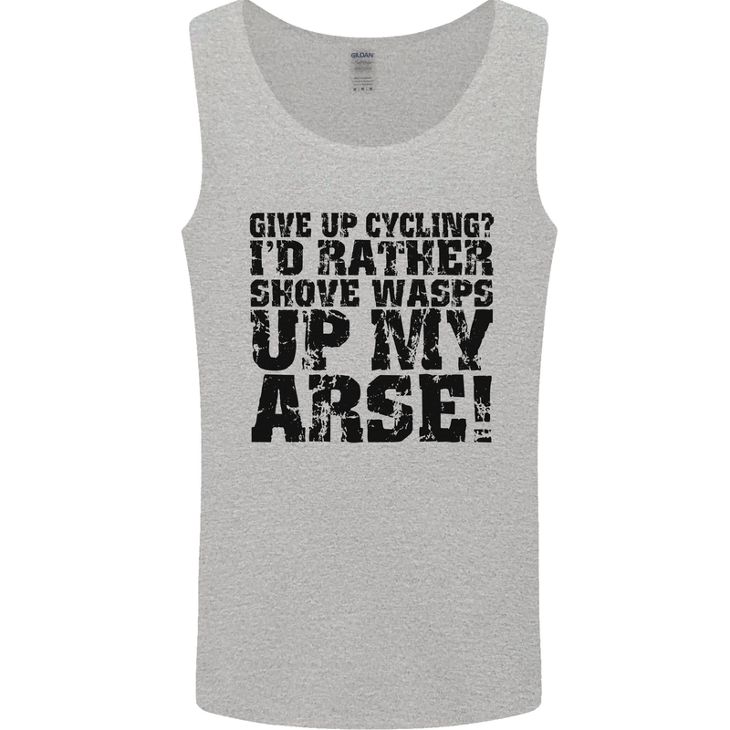 Give up Cycling? Cyclist Bicycle Funny Mens Vest Tank Top Sports Grey