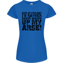 Give up Cycling? Cyclist Bicycle Funny Womens Petite Cut T-Shirt Royal Blue