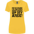 Give up Cycling? Cyclist Bicycle Funny Womens Wider Cut T-Shirt Yellow