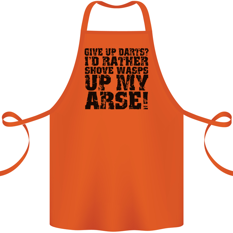 Give up Darts? Player Funny Cotton Apron 100% Organic Orange