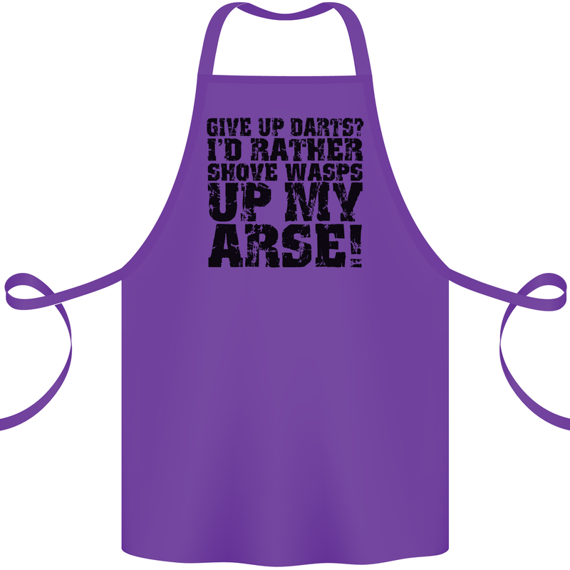 Give up Darts? Player Funny Cotton Apron 100% Organic Purple