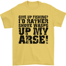 Give up Fishing? Fisherman Angling Mens T-Shirt Cotton Gildan Yellow