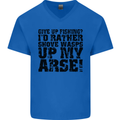 Give up Fishing? Fisherman Angling Mens V-Neck Cotton T-Shirt Royal Blue