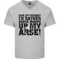 Give up Fishing? Fisherman Angling Mens V-Neck Cotton T-Shirt Sports Grey