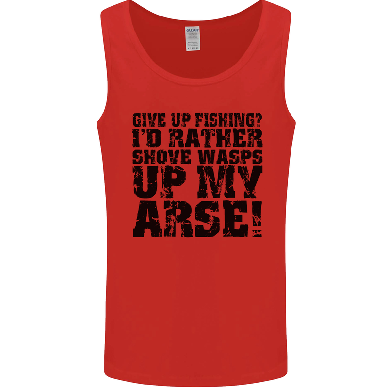 Give up Fishing? Fisherman Angling Mens Vest Tank Top Red