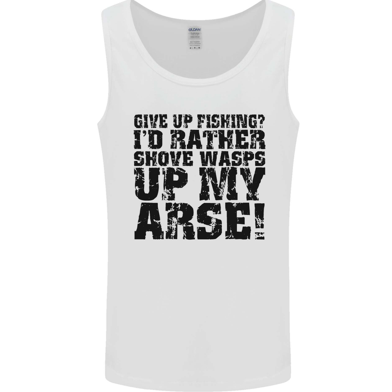 Give up Fishing? Fisherman Angling Mens Vest Tank Top White
