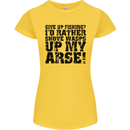 Give up Fishing? Fisherman Angling Womens Petite Cut T-Shirt Yellow
