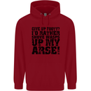 Give up Footy? Football Player Mens 80% Cotton Hoodie Red