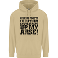 Give up Footy? Football Player Mens 80% Cotton Hoodie Sand