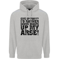 Give up Footy? Football Player Mens 80% Cotton Hoodie Sports Grey