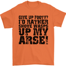Give up Footy? Football Player Mens T-Shirt Cotton Gildan Orange