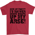 Give up Footy? Football Player Mens T-Shirt Cotton Gildan Red