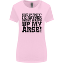 Give up Footy? Football Player Womens Wider Cut T-Shirt Light Pink