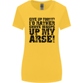 Give up Footy? Football Player Womens Wider Cut T-Shirt Yellow