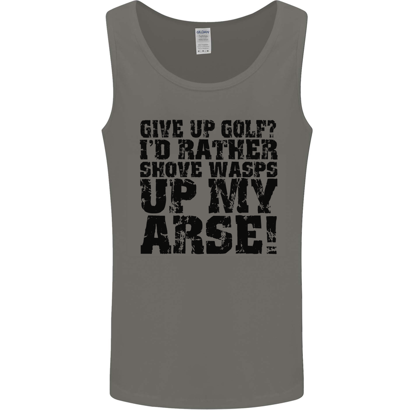 Give up Golf? Funny Golfing Golfer Mens Vest Tank Top Charcoal