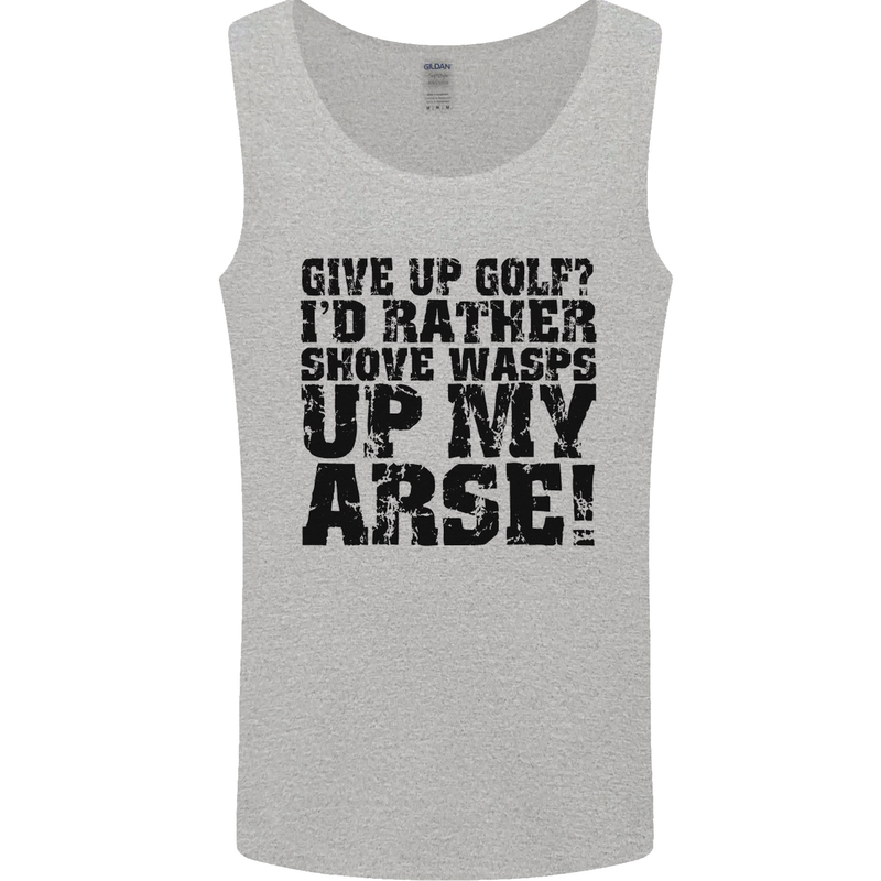 Give up Golf? Funny Golfing Golfer Mens Vest Tank Top Sports Grey