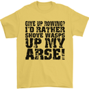 Give up Rowing? Boat Rower Coxman Funny Mens T-Shirt Cotton Gildan Yellow