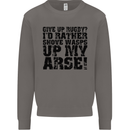 Give up Rugby? Union League Player Funny Mens Sweatshirt Jumper Charcoal