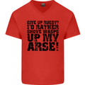 Give up Rugby? Union League Player Funny Mens V-Neck Cotton T-Shirt Red