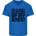 Give up Rugby? Union League Player Funny Mens V-Neck Cotton T-Shirt Royal Blue