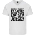 Give up Rugby? Union League Player Funny Mens V-Neck Cotton T-Shirt White