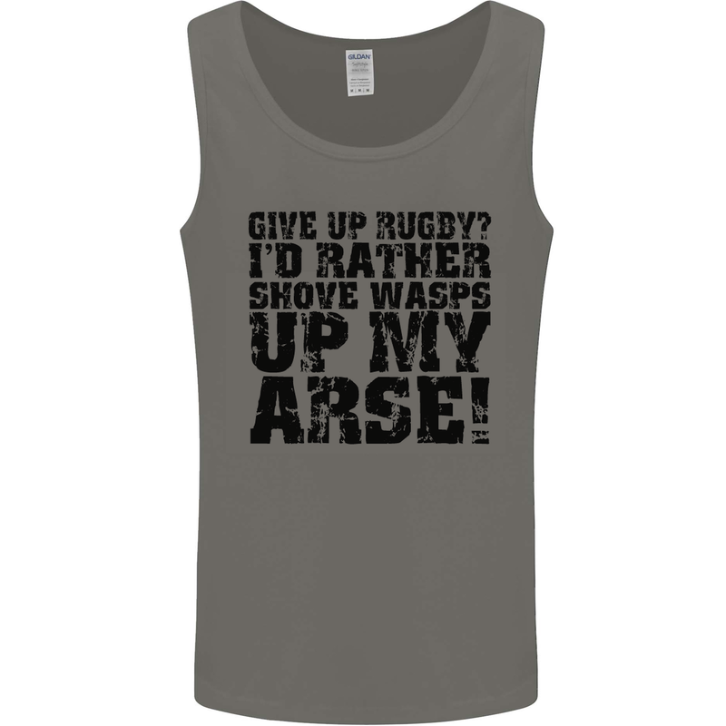 Give up Rugby? Union League Player Funny Mens Vest Tank Top Charcoal