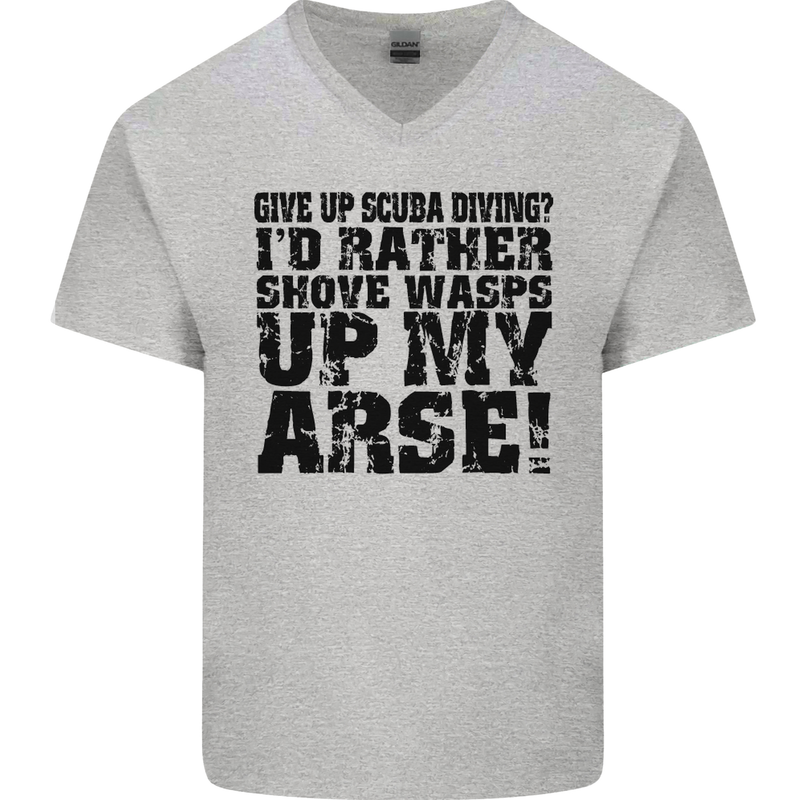 Give up Scuba Diving Diver Dive Funny Mens V-Neck Cotton T-Shirt Sports Grey