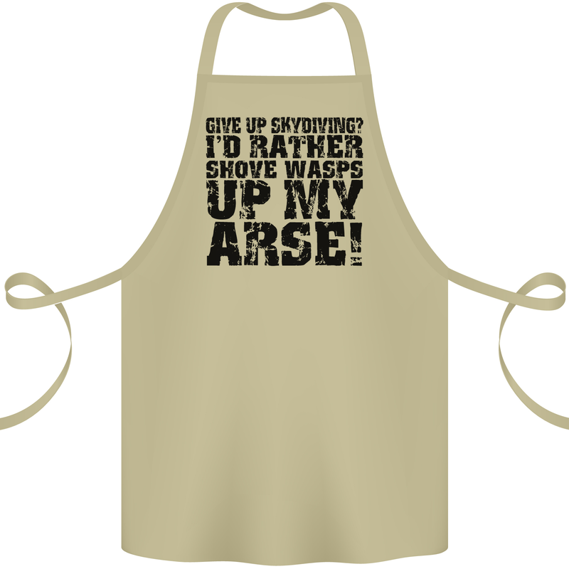 Give up Skydiving? Skydiving Freefall Cotton Apron 100% Organic Khaki