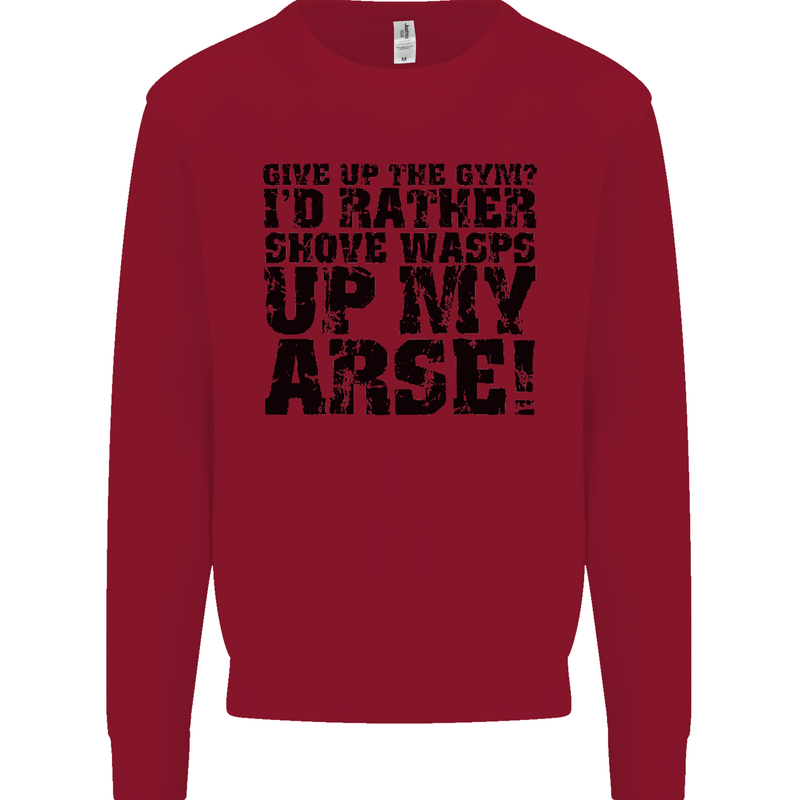 Give up the Gym? Funny Training Top Fitness Mens Sweatshirt Jumper Red