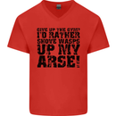 Give up the Gym? Funny Training Top Fitness Mens V-Neck Cotton T-Shirt Red