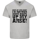Give up the Gym? Funny Training Top Fitness Mens V-Neck Cotton T-Shirt Sports Grey
