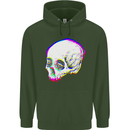Glitch Skull Gothic Biker Heavy Metal Rock Childrens Kids Hoodie Forest Green