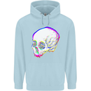 Glitch Skull Gothic Biker Heavy Metal Rock Childrens Kids Hoodie Light Blue