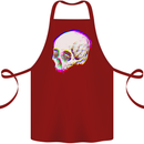 Glitch Skull Gothic Biker Heavy Metal Rock Cotton Apron 100% Organic Maroon
