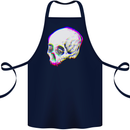 Glitch Skull Gothic Biker Heavy Metal Rock Cotton Apron 100% Organic Navy Blue