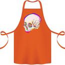 Glitch Skull Gothic Biker Heavy Metal Rock Cotton Apron 100% Organic Orange