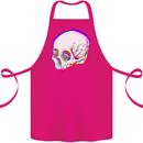 Glitch Skull Gothic Biker Heavy Metal Rock Cotton Apron 100% Organic Pink