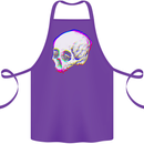 Glitch Skull Gothic Biker Heavy Metal Rock Cotton Apron 100% Organic Purple