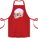 Glitch Skull Gothic Biker Heavy Metal Rock Cotton Apron 100% Organic Red