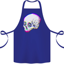 Glitch Skull Gothic Biker Heavy Metal Rock Cotton Apron 100% Organic Royal Blue