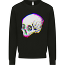 Glitch Skull Gothic Biker Heavy Metal Rock Kids Sweatshirt Jumper Black