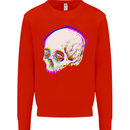 Glitch Skull Gothic Biker Heavy Metal Rock Kids Sweatshirt Jumper Bright Red