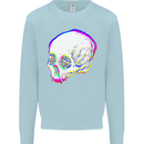 Glitch Skull Gothic Biker Heavy Metal Rock Kids Sweatshirt Jumper Light Blue