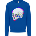 Glitch Skull Gothic Biker Heavy Metal Rock Kids Sweatshirt Jumper Royal Blue