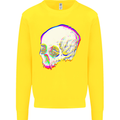 Glitch Skull Gothic Biker Heavy Metal Rock Kids Sweatshirt Jumper Yellow