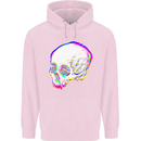 Glitch Skull Gothic Biker Heavy Metal Rock Mens 80% Cotton Hoodie Light Pink