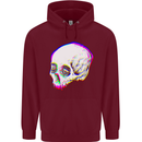Glitch Skull Gothic Biker Heavy Metal Rock Mens 80% Cotton Hoodie Maroon
