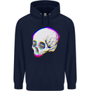 Glitch Skull Gothic Biker Heavy Metal Rock Mens 80% Cotton Hoodie Navy Blue