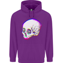 Glitch Skull Gothic Biker Heavy Metal Rock Mens 80% Cotton Hoodie Purple